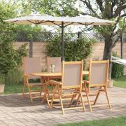 vidaXL Trädgårdsmöbelset Hopfällbar 5 pcs Taupe massivt akacia