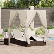 vidaXL Dubbel Solstol med Tak Brun 205 x 129 x 200 cm PE rotting