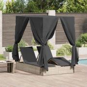 vidaXL Dubbel Solstol med Tak Ljusgrå 205 x 129 x 200 cm PE rotting