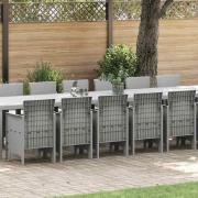 vidaXL Trädgårdsmöbelset med kudde 17 pcs Ljusgrå konstrotting