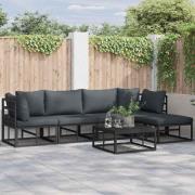 vidaXL Trädgårdsoffset med kudde 5 pcs Svart Aluminium