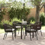 vidaXL Trädgårdsmöbelset 5 pcs Brun Poly rattan