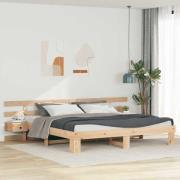 vidaXL Sängram med huvudgavel Brun 180 x 200 cm Massiv furu