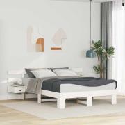 vidaXL Sängram med huvudgavel Vit 140 x 200 cm Massiv furu