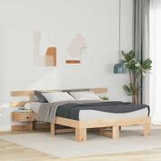 vidaXL Sängram med huvudgavel Brun 140 x 190 cm Massiv furu