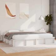vidaXL Sängram Vit 200 x 200 cm Massiv furu
