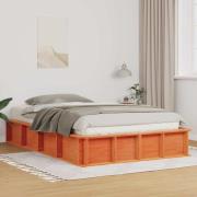 vidaXL Sängram Vaxbrun 135 x 190 cm Massiv furu