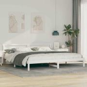 vidaXL Sängram med huvudgavel Vit 200 x 200 cm Massiv furu