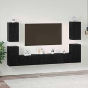 vidaXL TV-bänkset 7 pcs Svart ek 60 x 30 x 30 cm Konstruerat trä