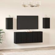 vidaXL TV-bänkset 7 pcs Svart ek 30.5 x 30 x 60 cm Konstruerat trä