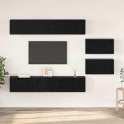 vidaXL TV-bänkset Väggmonterad 6 pcs Svart Ek 80 x 30 x 30.5 cm Small