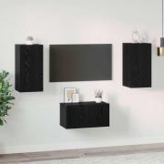 vidaXL TV-bänkset 3 pcs Svart ek 60 x 30 x 30 cm Konstruerat trä