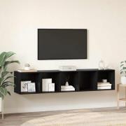 vidaXL TV-bänkset 2 pcs Svart ek 37 x 37 x 142.5 cm Konstruerat trä