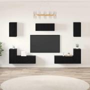 vidaXL TV-bänkset 7 pcs Svart ek 80 x 30 x 30 cm Konstruerat trä