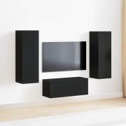 vidaXL TV-bänkset Väggmonterad Svart Ek Konstruerat trä