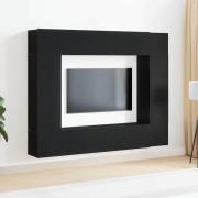 vidaXL TV-skåpsset Väggmonterad 8 pcs Svart ek 190,5 x 28,5 x 151 cm