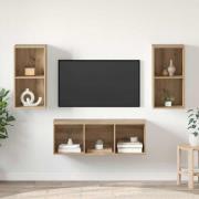vidaXL TV-bänkset Väggmonterad 3 pcs artisan ek Konstruerat trä
