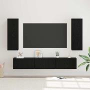 vidaXL TV-bänkset Väggmonterad 5 pcs Svart ek Medium 30.5 x 30 x 90 cm