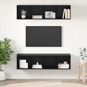 vidaXL TV-bänkset 2 pcs Svart ek 37 x 37 x 142.5 cm Konstruerat trä