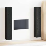 vidaXL TV-bänkset Väggmonterad Svart Ek Konstruerat trä