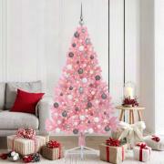 vidaXL Konstgjord Förbelyst Julgran med 300 LED-lampor Rosa 180 cm PVC