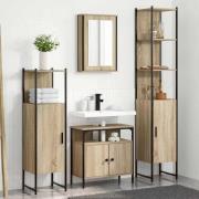 vidaXL Badrumsmöbelset med hylla 4 pcs Sonoma ek 33 x 33 x 185.5 cm