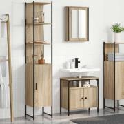 vidaXL Badrumsmöbelset med hylla 3 pcs Sonoma ek 33 x 33 x 185.5 cm
