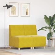 vidaXL Modulsofa utan armstöd 2 pcs Gul 55 x 74 x 82 cm Sammet