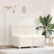 vidaXL Modulsofa utan armstöd 2 pcs Kräm 55 x 74 x 82 cm Mockatyg