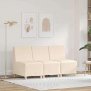 vidaXL Modulsofa utan armstöd 3 pcs Kräm 55 x 74 x 82 cm Mockatyg