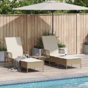 vidaXL Solsäng Reclining 2 pcs Beige 35 x 35 x 32cm konstrotting