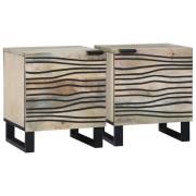 vidaXL Sängbord 2 pcs Naturfärg 40 x 33 x 46 cm massivt mangoträ