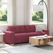vidaXL 3-Sits soffa med kudde Vinröd tyg