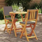 vidaXL Bistroset 3 pcs Brun massivt akacia