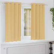 vidaXL Mörkläggningsgardiner med ringar Beige Polyester