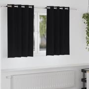 vidaXL Mörkläggningsgardiner med gardiner Svart Polyester