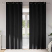 vidaXL Mörkläggningsgardiner med Ringar 2 pcs Svart 225 x 140 cm