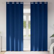vidaXL Mörkläggningsgardiner med Ringar 2 pcs Mörkblå 225 x 140 cm