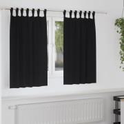 vidaXL Mörkläggningsgardiner med ringar Svart Polyester
