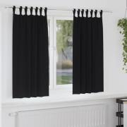 vidaXL Gardiner med gardiner 2 pcs Svart Polyester