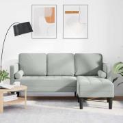 vidaXL 3-sitssoffa med chaise L-formad ljusgrå 160 cm sammet