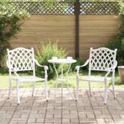 vidaXL Trädgård Stol 2 pcs Vit 55 x 56.5 x 91cm Aluminium
