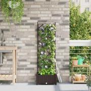 vidaXL Trädgårdsplanterare med trellis Brun 40 x 40 x 125.5 cm PP