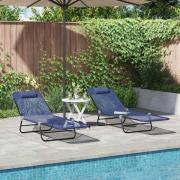 vidaXL Hopfällbar solstol 2 pcs Marinblå 182 x 55 x 85.5 cm Textilene