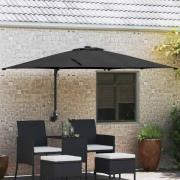 vidaXL Trädgårdsparasol Svart 248.5 x 247.5 x 160 cm tyg