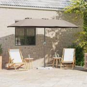 vidaXL Trädgårdsparasol Taupe 370 x 197 x 239 cm Pulverlackerad stål