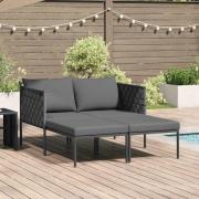 vidaXL Solbädd med kudde 2-person Antracit 115 x 153 x 69.5cm Stål