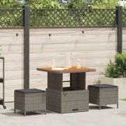 vidaXL Trädgårdsmöbelset 3 pcs Grå Poly rattan
