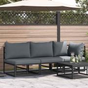 vidaXL Utomhus Möbler med kudde med kudde 3 pcs Svart Aluminium