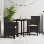 vidaXL Trädgård Stol 2 pcs Brun 53 x 49 x 85 cm PP